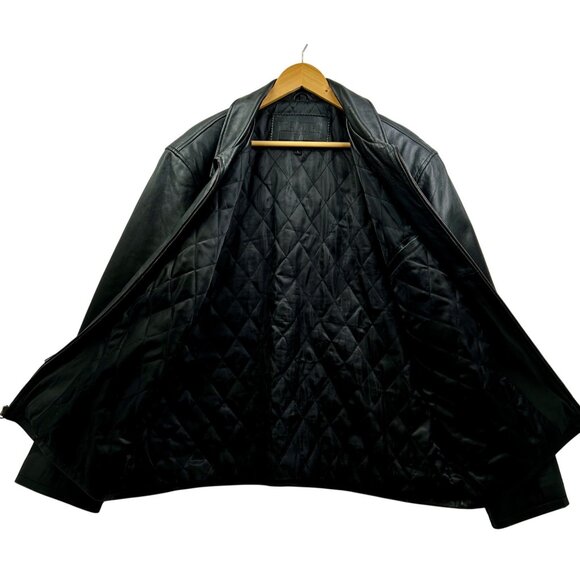 Vtg 90's Y2K Trader Bay Leather Jacket Mens Large Zip Up Grunge Biker Streetwear - Picture 8 of 16